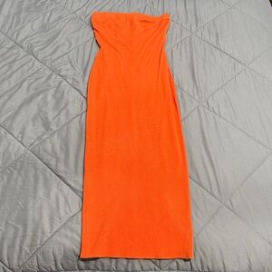 Vibrant Orange Strapless Dress
